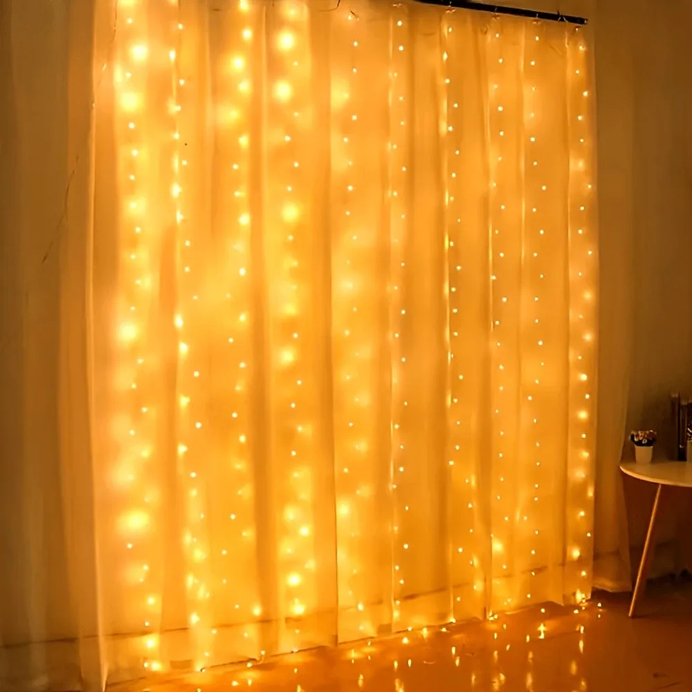 

EID Mubarak USB Remote Mother's Day Fairy Curtain Lights 8 Modes for Holiday Bedroom Wedding Birthday Window Decor