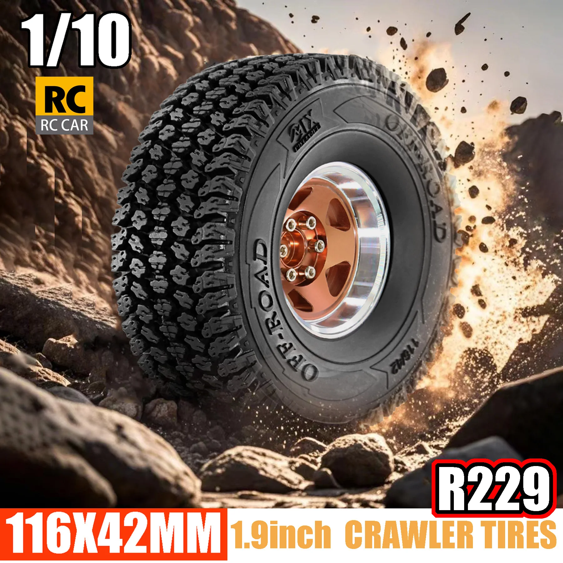 Set di pneumatici e ruote per fango cingolato da 1,9′′ per 1:10 RC Crawler Axial Traxxas TRX4 6 AXI03007 SCX10 9004 SCX10 III Tamiya CC01