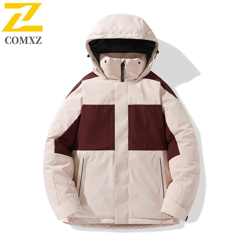 COMXZ Mantel Katun Berkualitas Tinggi Pria Musim Dingin Baru Trendi Longgar Ukuran Besar Kasual Tebal Hangat Jaket Ringan Tahan Angin Berlapis