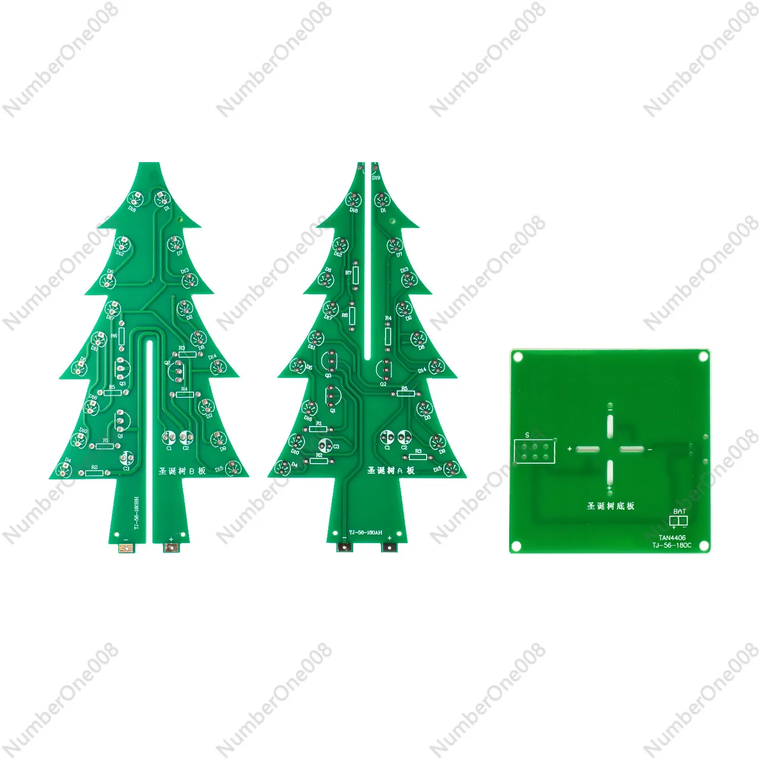 3D Colorful Christmas Tree LED Water Flowing Light Flashing Soldering Kit Electronic Training DIY Parts TJ-56-180 Practice Board
