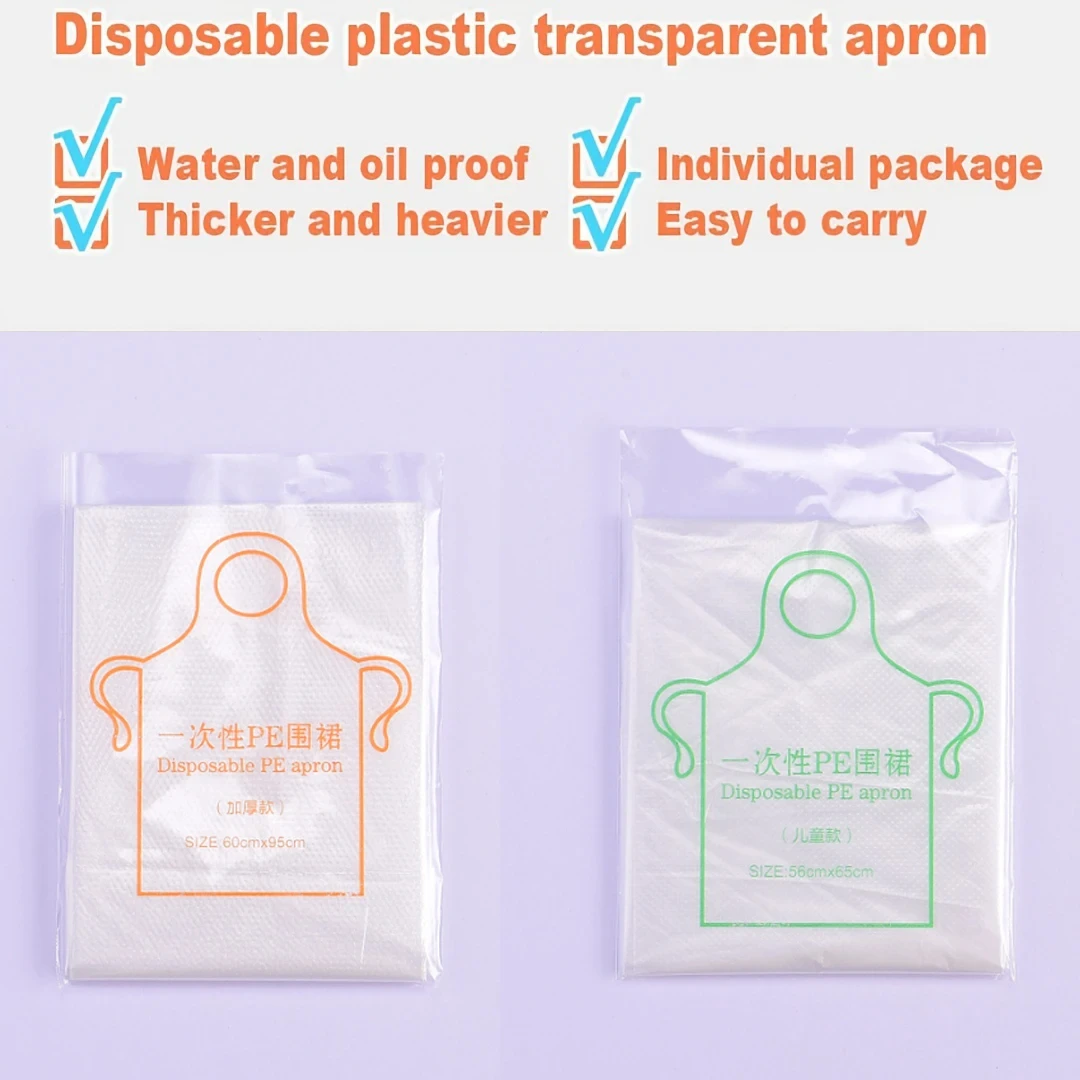 100 Pieces Disposable Aprons Anti-Pollution Clean Transparent Easy To Use Kitchen Cooking Hygiene Cleaning Apron