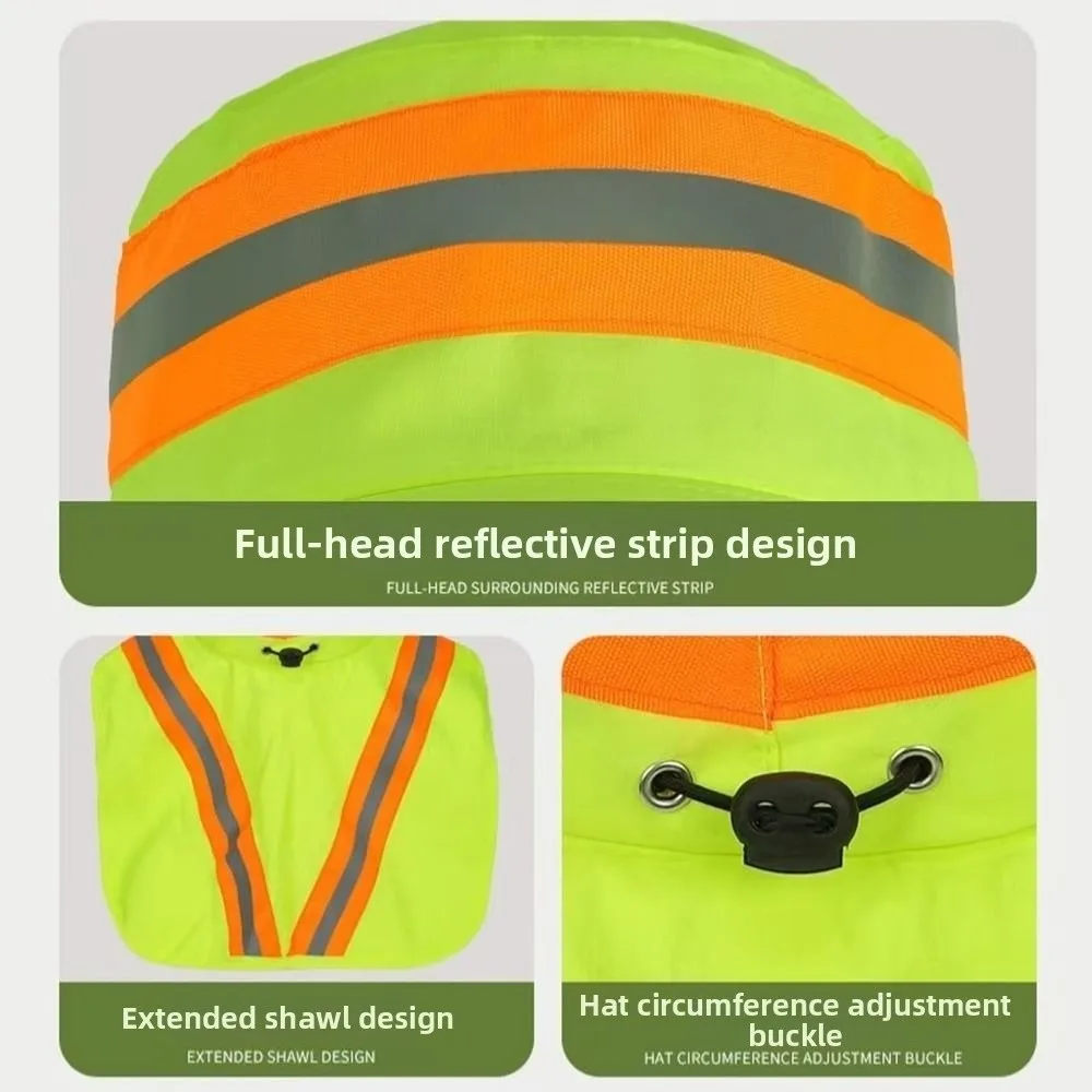 New Wide Brim Solar Fan Hat with Neck Shawl Reflective Strips Fishing Hat Quick Dry Large Size Sun Hat Summer