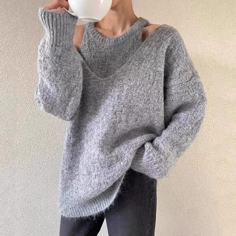 

Strap Vest Sweater Two-Piece Set Women'S Autumn And Winter New Style Lazy Style Loose Base Knitted Top