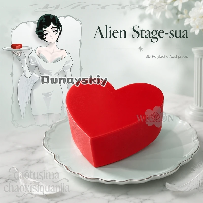 Accessoires de jeu de rôle en acide polylactique 3D en forme de cœur rouge, pour Cosplay, Fête d'Halloween, Anime, Alien, Scène, CAFE, Crossover