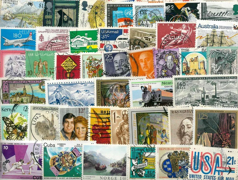 300 Different Post Stamps Collecting Real Stamped Multi-theme