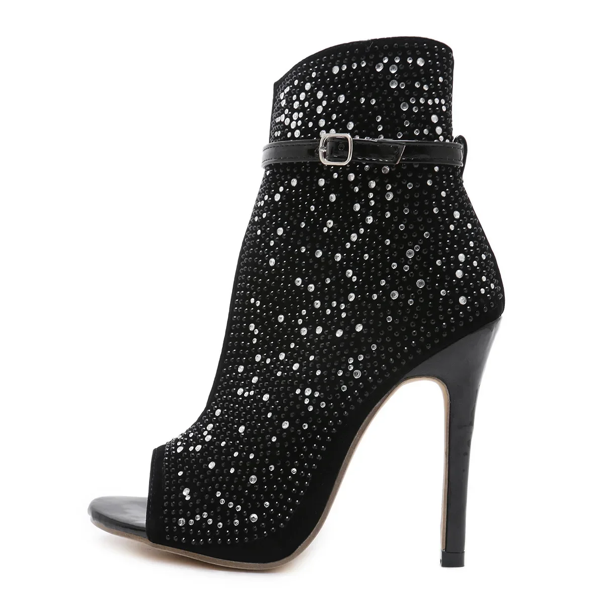 New Women Crystal Sandals Ankle Straps Buckle Transparent Cover Heel Pumps Ladies Sandals Party Shoes 2020