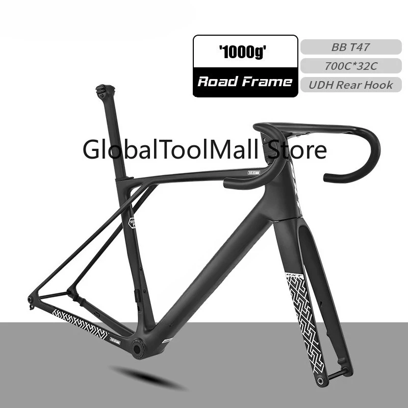 BXT EVO-155 Carbon Aero Road Frame Disc Brake T47 Bottom Bracket Full Internal Cable Routing 1000g Ultra Light 700Cx32C Tires
