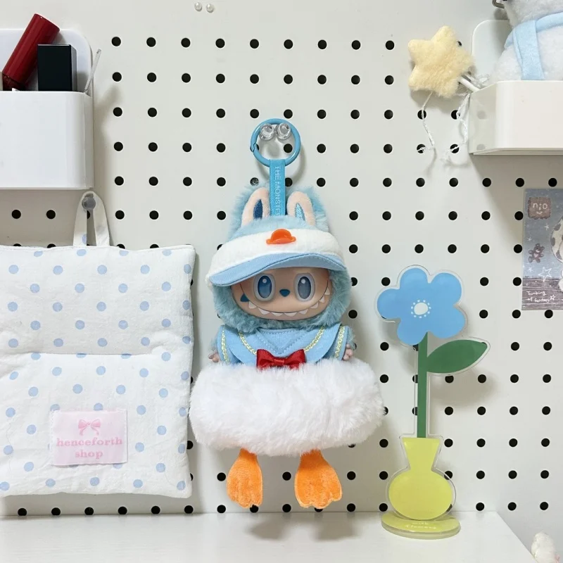 Tylko ubrania dla lalki Labubu, strój Donald Cool Duck, 17 cm, uroczy kapelusz, modny niebieski strój, przebranie dla pierwszej generacji.