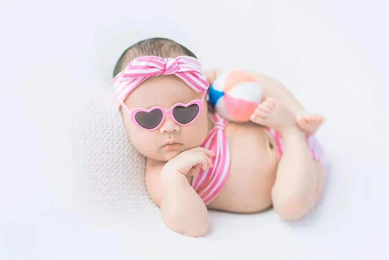 Fresh striped bikini swimsuit suit suit small flying props newborn baby and children's photography props 아기 코스프레