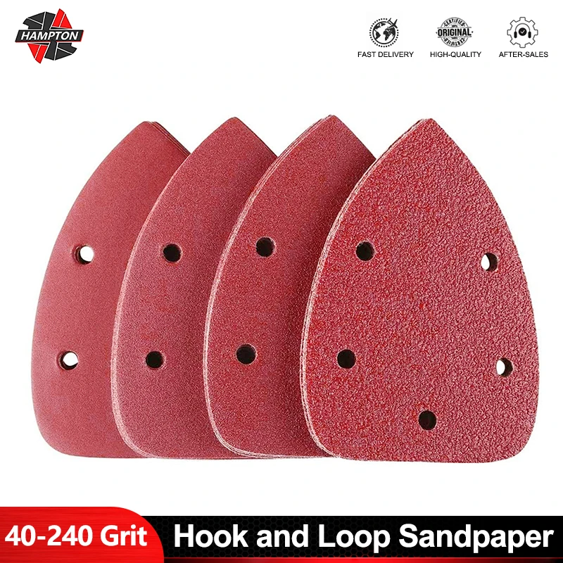 

10pcs Self-adhesive Sandpaper 5 Holes Hook Loop Sanding Disc Pad Triangle Sandpaper For Polishing Abrasive Tools 40-240 Grit