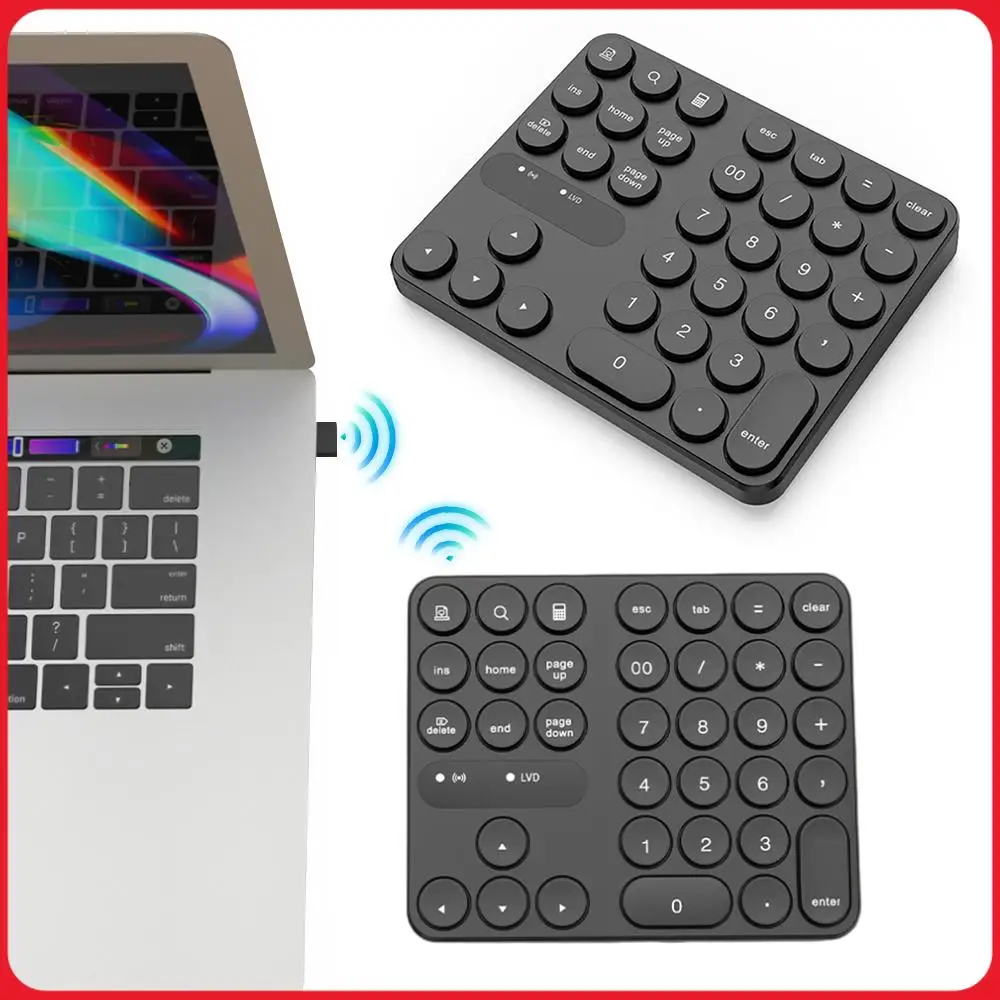 2.4G Wireless Mini Numeric Keypad 35 Keys Digital Keyboard Accounting Number Pad External Keypad for Laptop Computer Desk PC