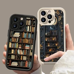 Case For Xiaomi Redmi Note 14 13 12 Pro Plus 5G 12S 11S 11 10 Redmi 12C 13C 14C 13 Creative Bookshelf Shockproof Silicone Cover