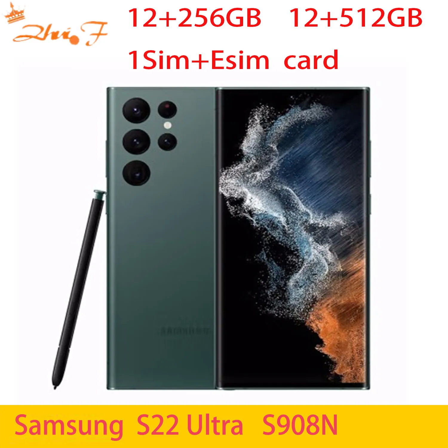 

Samsung Galaxy S22 Ultra 5G S908N 12GB RAM 256/512GB ROM Snapdragon NFC S Pen Original Unlocked Cellphone