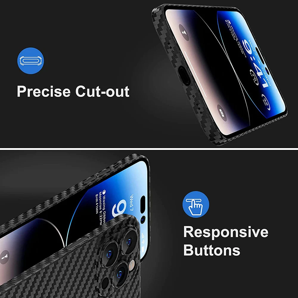 Carbon Fiber Phone Case For iPhone 14 13 12 Mini 11 Pro XS Max XR X 7 8 6 6S Plus SE 2 3 Matte Hard Cover 0.3mm Slim Soft Shell