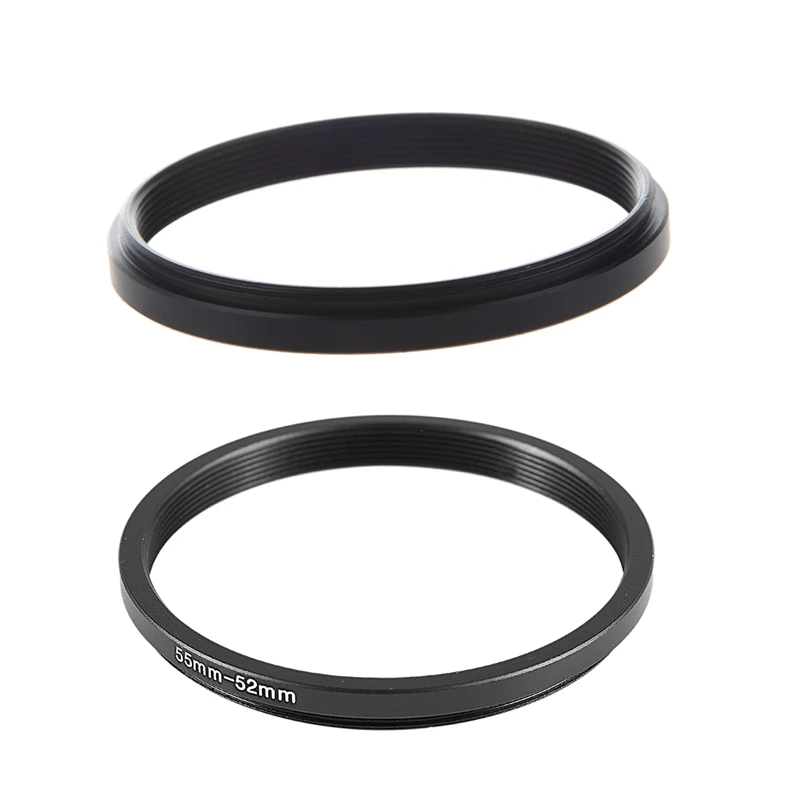 2X 52Mm-49Mm 52Mm To 49Mm/55Mm-52Mm 55Mm To 52Mm Black Step Down Ring Adapter For Camera
