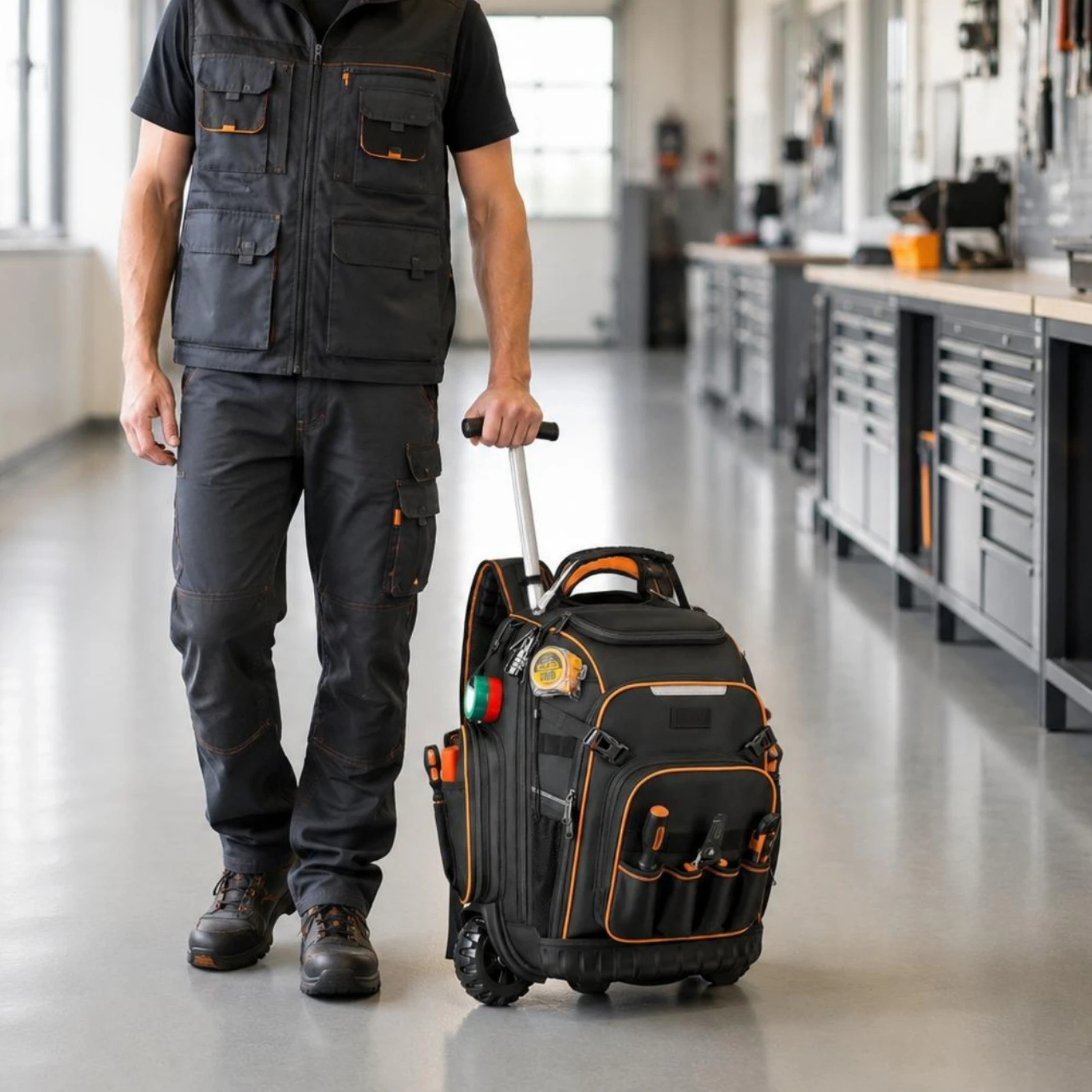 Oxford Rolling Tool Bag Wheel Type Tool Bag With Telescoping Handle Large Tool Box tool storage for Electrician ConstructionWork