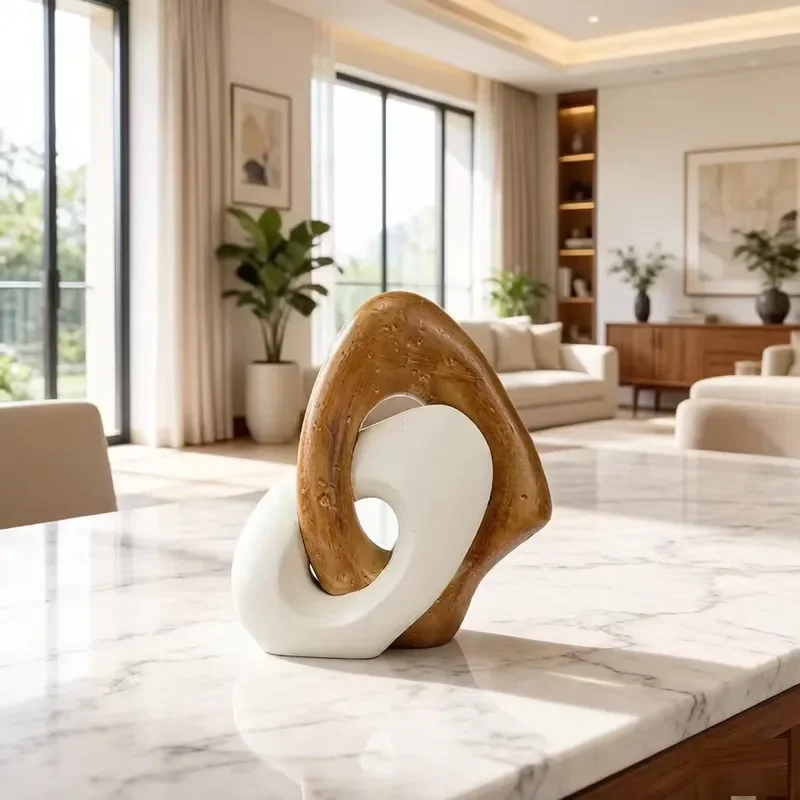 New Resin Sculpture Beige Modern Luxury Bull Head Home Decoration Office Hotel Art Ornament Craft Splicing Ornament