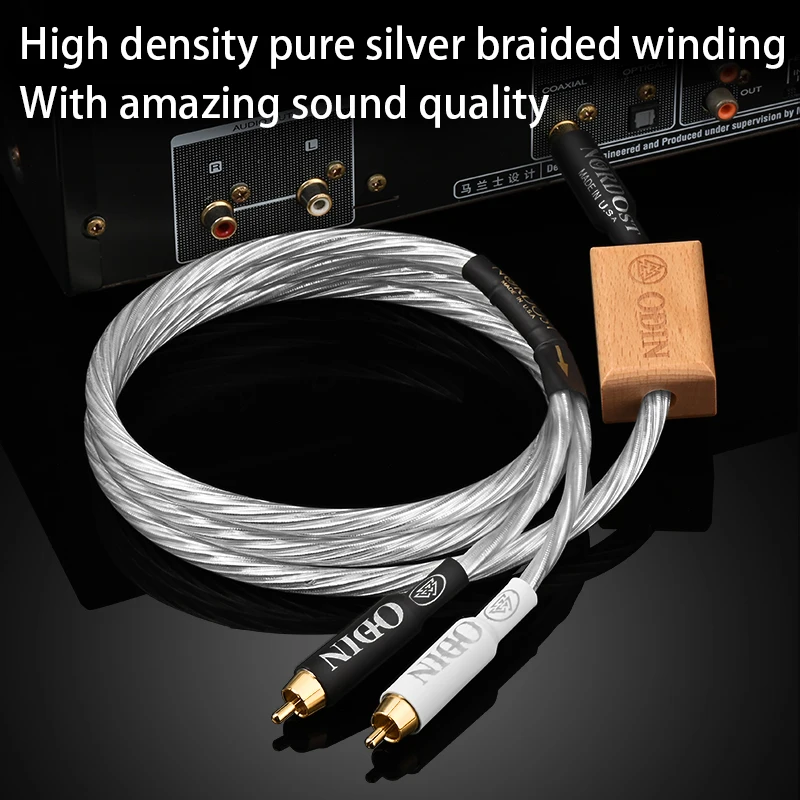 Odin Pure Silver HiFi RCA to 2RCA Audio Cable Subwoofer Y Cable RCA 1 Male to 2 Male for CD player TV box Power Amplifier