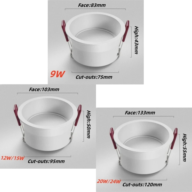 Frameless Angle Adjustable Recessed LED Downlight 9W 12W 15W 20W Dimmable Deep Brightness LED Spotlights Ceiling Lighting