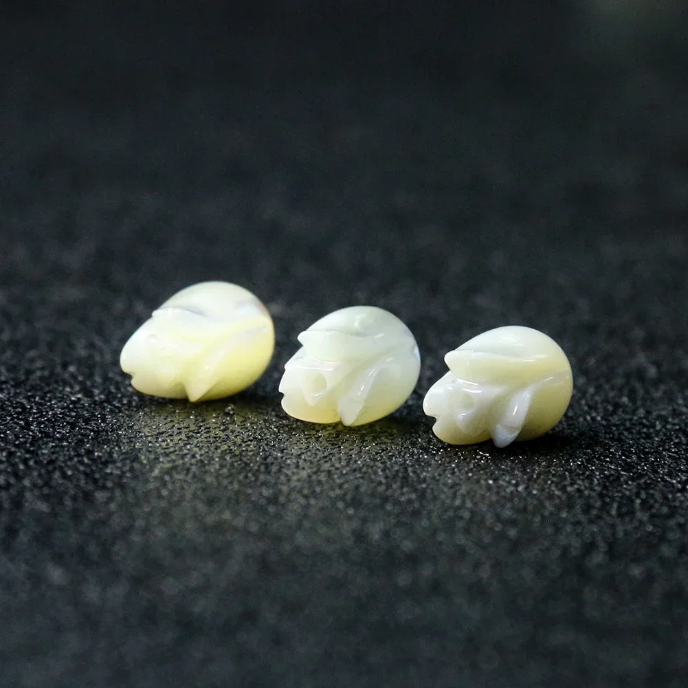 2PCS Natural Shell Beads Carved Tulip Rose Flower White Mother of Pearl Charms DIY Jewelry Making Accessory Necklace Earrings view 4