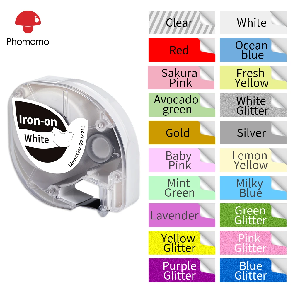 Pour Phomemo P12 et P12-Pro Label Maker Label Tape Daily ills Satin Ruban Ruban d'étiquettes en plastique Compatible Dymo Label Maker LT-100H