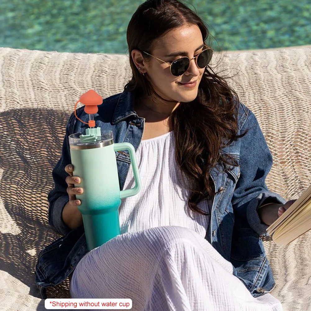 سيليكون تسرب سدادة مجموعة قابلة لإعادة الاستخدام تسرب برهان سدادة مجموعة لطيف الفطر غطاء من القش تسرب سدادة لستانلي بهلوان