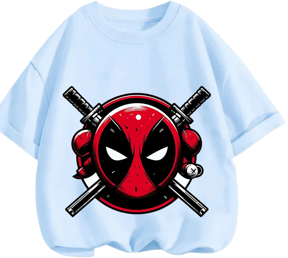

Футболка с круглым вырезом Street Hot 2026 Deadpool для мальчиков и девочек 3-14 лет, летняя, милая, в стиле кавай, с мультяшным принтом, модная, для улицы, повседневная, стильная, уютная