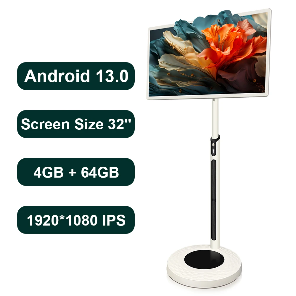 Portable 32inch Smart TV Bluetooth 5.0 Android 13.0 1920*1080 IPS Touch Screen Tv With Remote Control For Game Singing