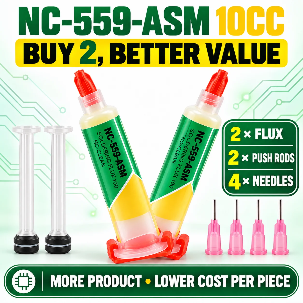 NC-559-ASM 10cc No-Clean BGA Soldering Flux Paste Syringe for PCB SMD IC Repair Rework