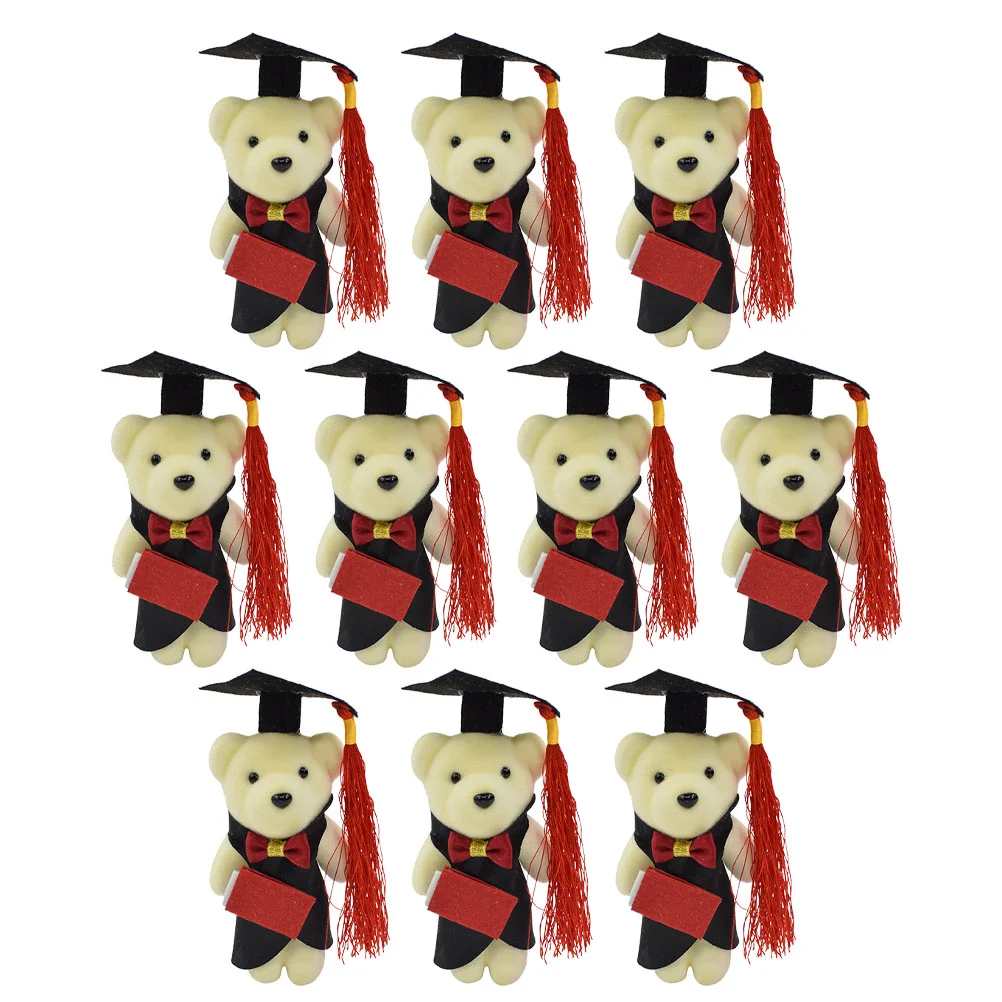 10 ชิ้น Dr Bear Bouquet Graduation ตกแต่งนุ่ม Graduate Miniature ตุ๊กตาผ้าเด็กดอกไม้ตกแต่งประดับ