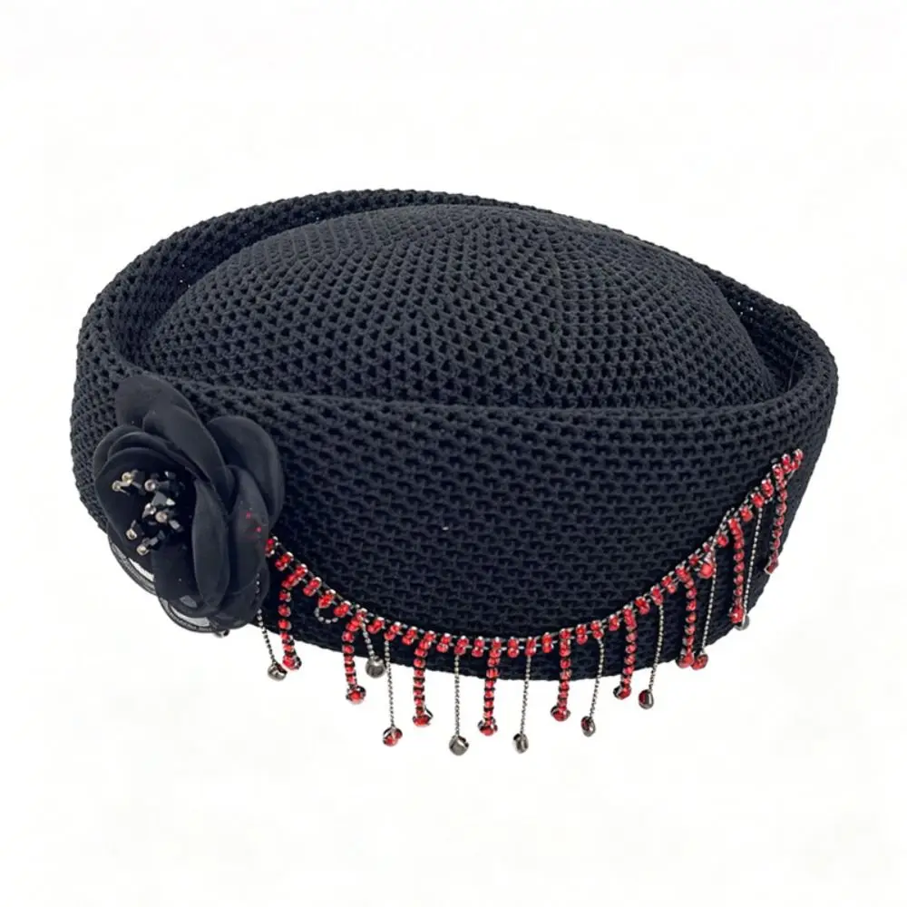 New With Flower Women's Pillbox Hat Structured Crown Round Shape Brimless Cap Solid Vintage Style Painter Hat Formal Occasions