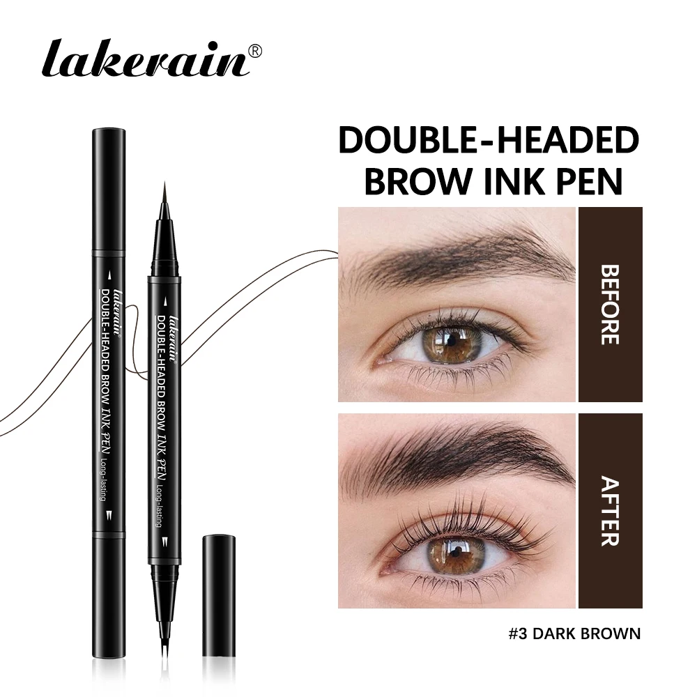Lakerain Doppelseitiger Gabel-Augenbrauenstift für verschiedene, natürliche und glatte, wilde Augenbrauen. Wasserfester flüssiger Augenbrauenstift