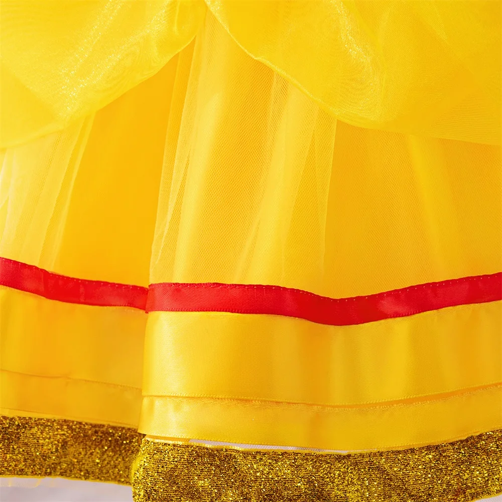 Baby girls Kids Princess Dresses Belle Party Costume Children Christmas Birthday Flower Clothes Beauty and the Fancy Halloween