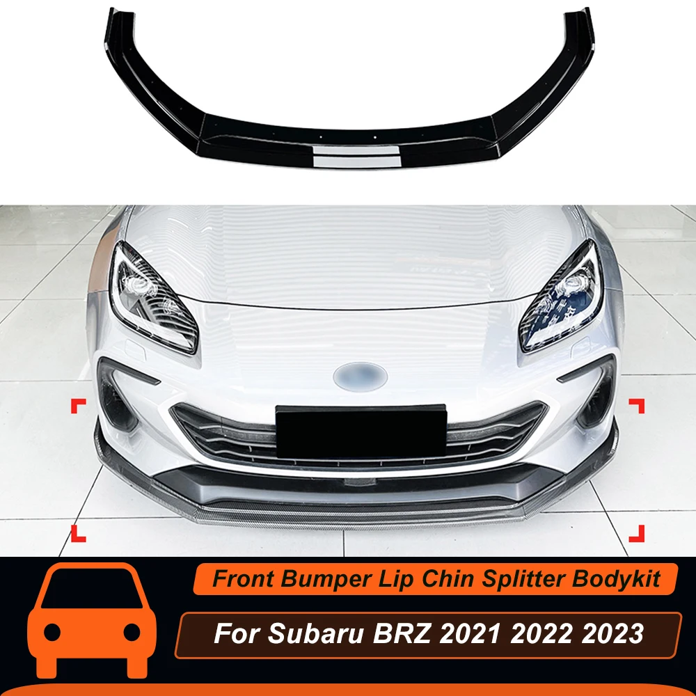 For Subaru BRZ 2021 -2023 Car Front Bumper Lip Chin Spoiler Splitter Diffuser Bodykit Black Carbon Printing Exterior Accessories