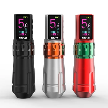 Rokyo-プロのワイヤレスタトゥーマシンペン,調整可能なストローク,2.4〜4.2mmのカートリッジ,2000mahのコアレスモーター,スイスのタトゥーアーティスト