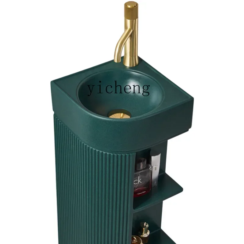 

Pedestal Basin Integrated Floor Inter-Platform Basin Courtyard Color Small Triangle Column Art Washbasin