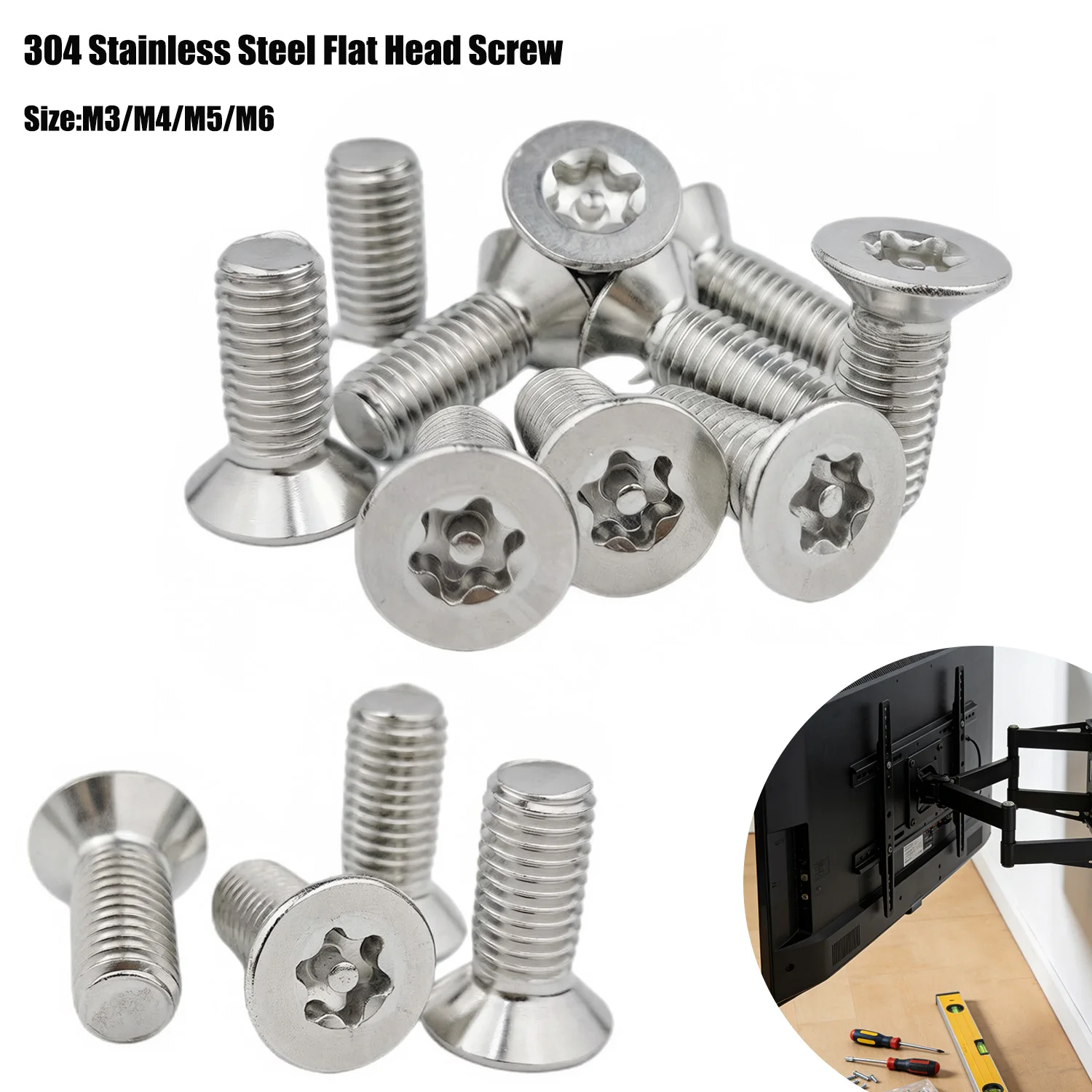 5-50Pcs 304SS Tamper Resistant Flat Head Screws, Pin-In Security Bolts Anti-Theft Machine Screws for Public Facilities