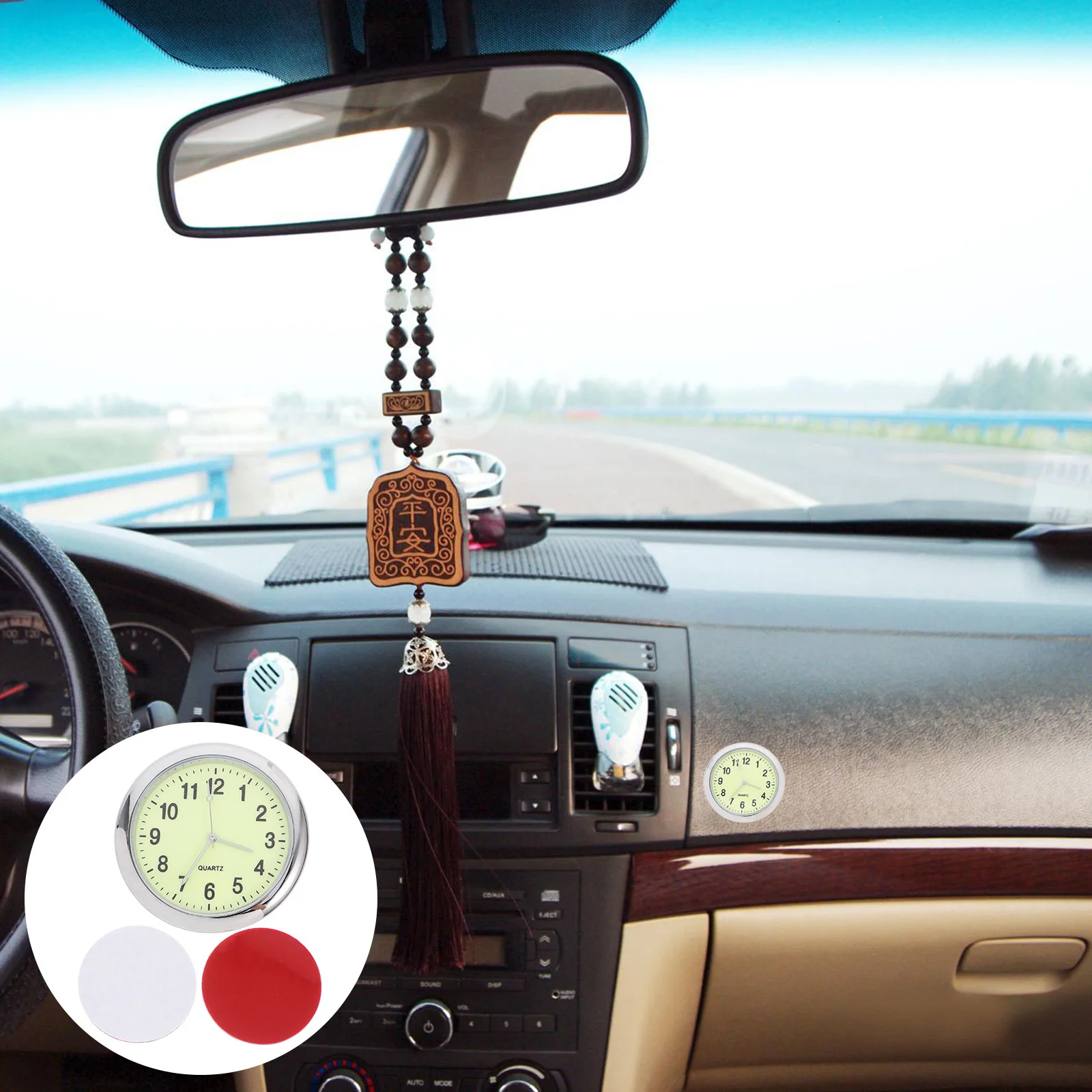 

Stick On Car Clock Round Mini Automotive Dashboard Clock For Auto Truck Vehicle Interior Luminous Small Time Display