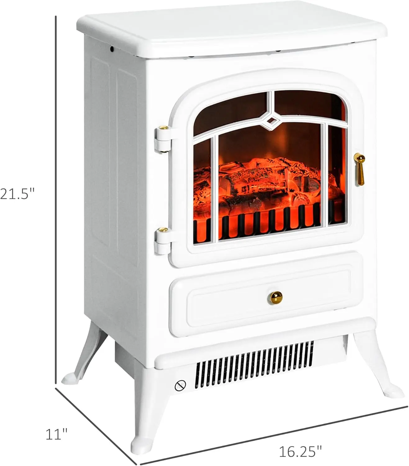 22" Electric Fireplace Heater, Freestanding Fire Place Stove with Realistic LED Flames and Logs, and Overheating Protection