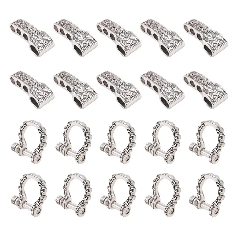 Hebillas AT44 para Paracord, Cierres de Lazo, Grapas de Anclaje con Pasador de Rosca, Grapas Ajustables para Pulseras y Cinturones de Paracord, 10 Unidades