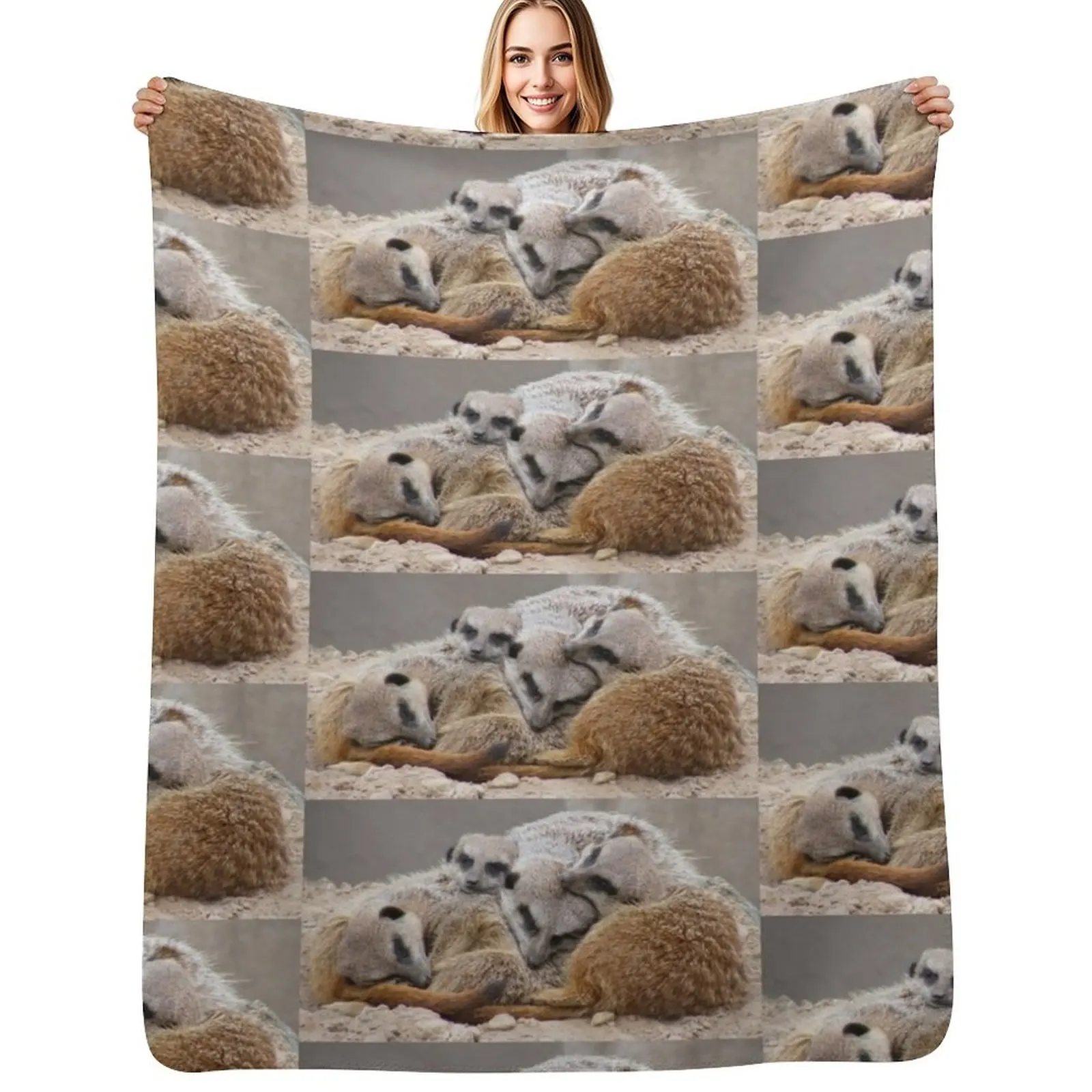 Meerkat cuddles Throw Blanket Moving Plaid Bed linens christmas decoration Vintage Sofa Quilt Blankets