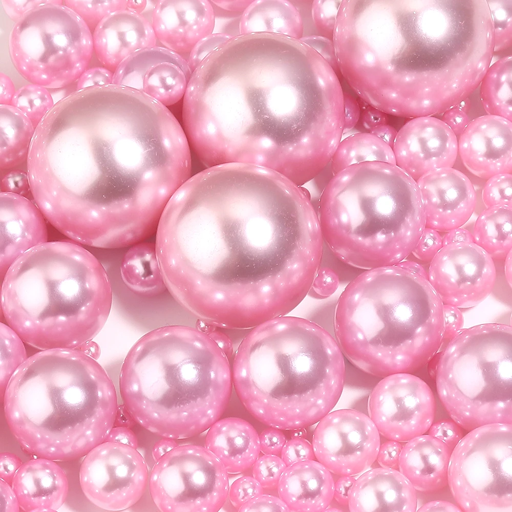5-1000pcs Pink ABS Imitation Pearl Beads Without Hole 1.5-30mm Round Loose Beads For Jewelry Making DIY Bracelet Accessories