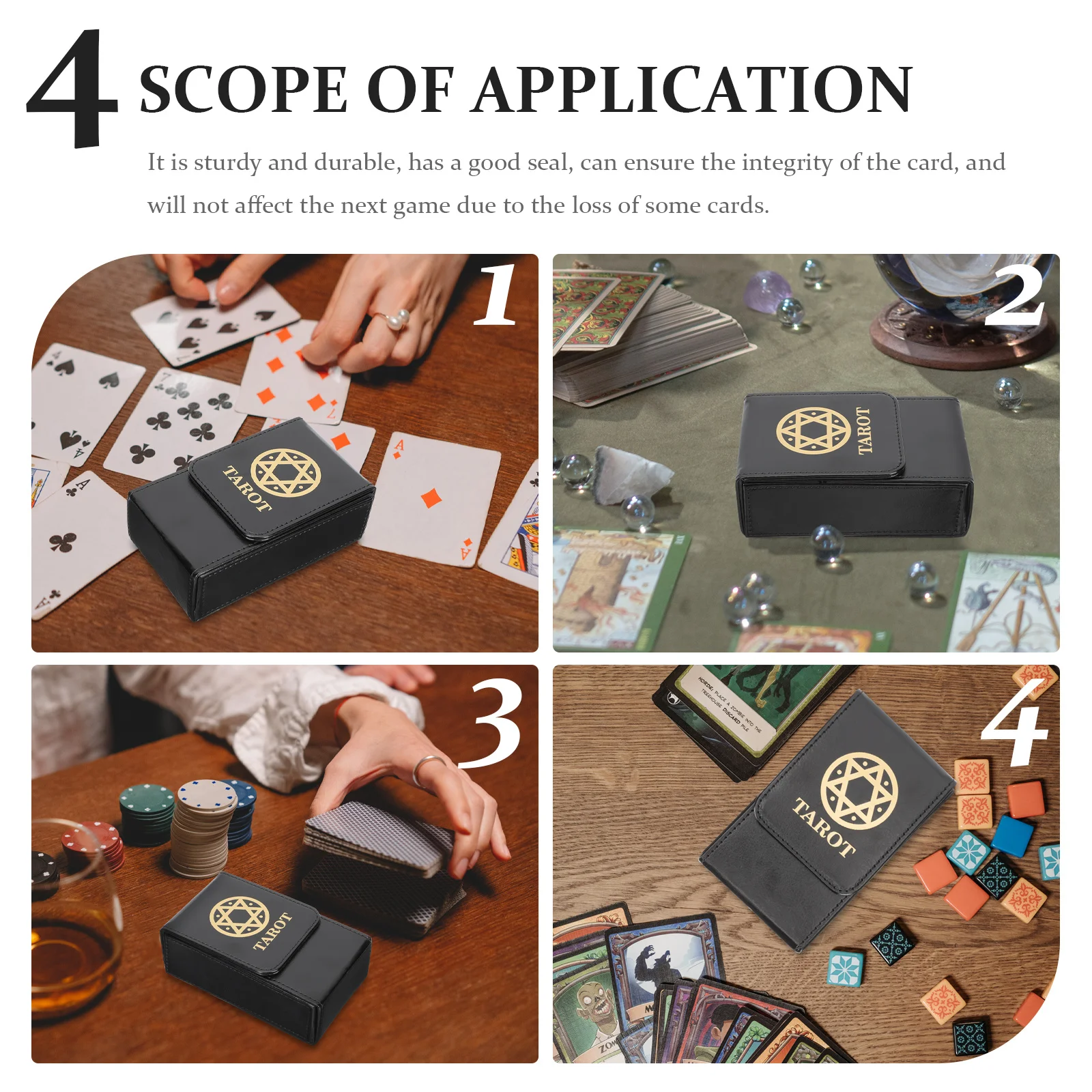 

Paper Card Storage Box Portable Pu Tarot Container Moisture Resistant Rectangular Case For Diary Envelope Postcard Collecting