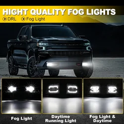 2PCS For Chevrolet Silverado 2019 2020 Fog Light Led Daytime Running Lamp DRL Daylights Front Bumper Wateproof Turn Signal Light