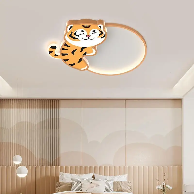 Imagem -05 - Kawaii Tiger Animal Luzes de Teto Led Lustre de Lua Desenhos Animados Fofos Decoração Quarto Sala de Estar Bebê Crianças Crianças Meninos Meninas