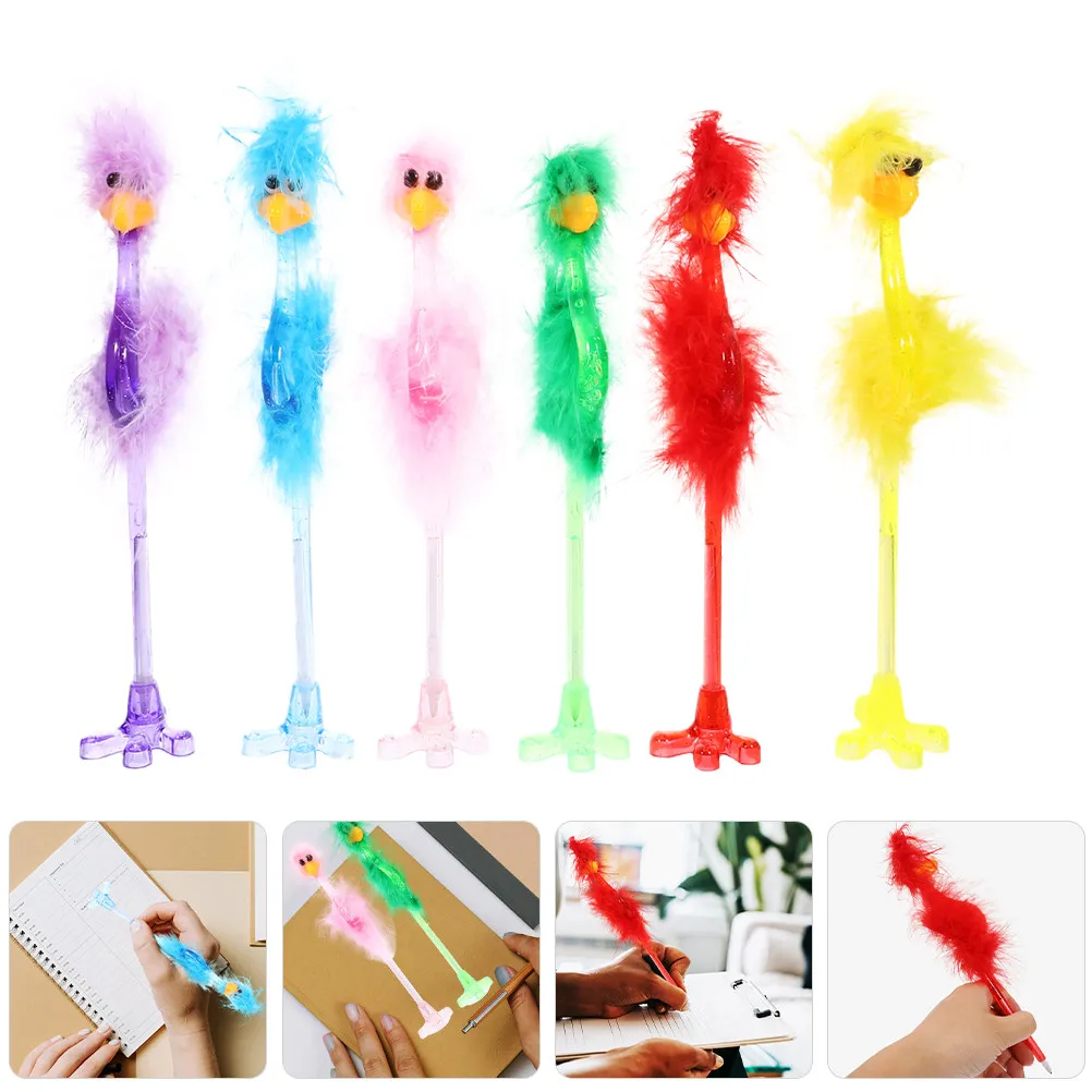 

10Pcs Ballpoint Pens Ostrich Shaped Design Smooth Writing Comfortable Grip for Office School Stationery Use Creative