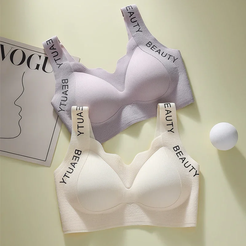 Sutiã sem fio sem costura, colete de uma peça, lingerie para mulheres, elevador e suporte, suavização lateral, push-up, cobertura total, peito pequeno