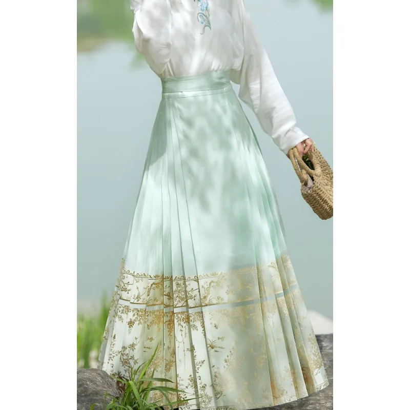 

New Chinese Women Printed Horse Face Skirt Hanfu Daily Five Color Summer Lightweight Women's Wear