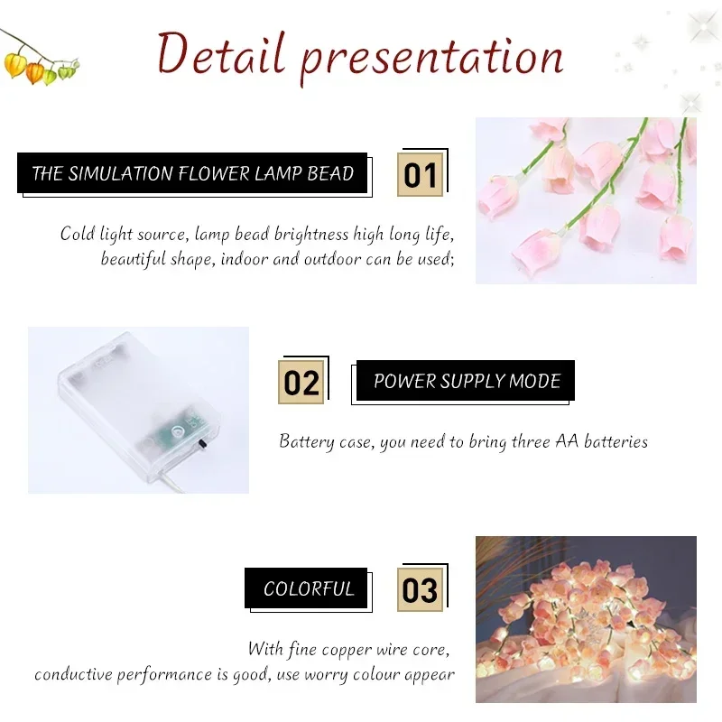1/5/PC LED Deco Light Sring Artificial Lily of the Valley Flower Wedding Party Home Backdrop Romantic Party Decor Holiday Lamp