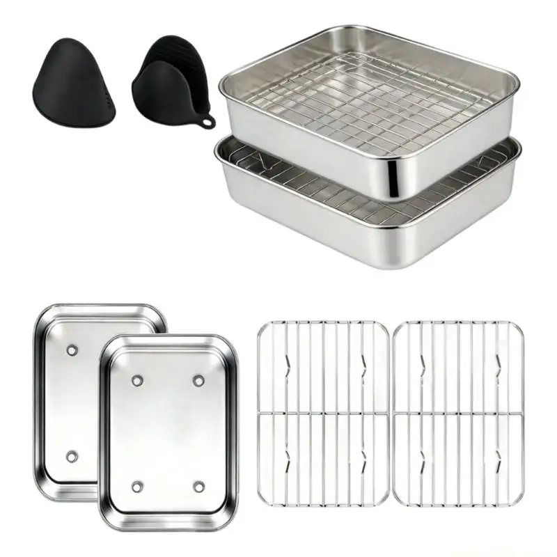 QX2E Casserole Dish Stainless Steel for Airfryer Accessories with Bowl Grill Grate